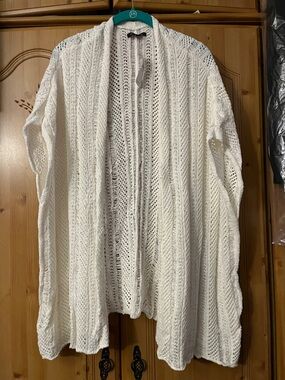 American Eagle Outfitters White Open-Knit Draped Cardigan